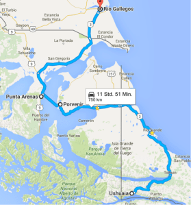 Ushuaia to Rio Gallegos via Pta Arenas